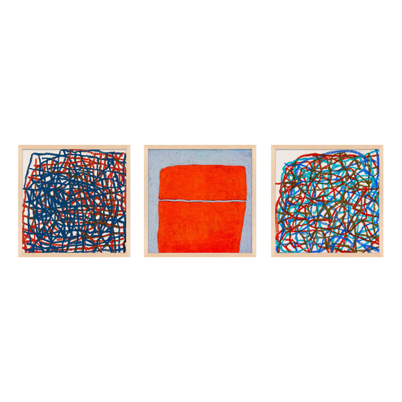 Tangerine. Set Of 3 by Stephanie Dennis, 16" H x 48" W  x 1.25" D, Maple
