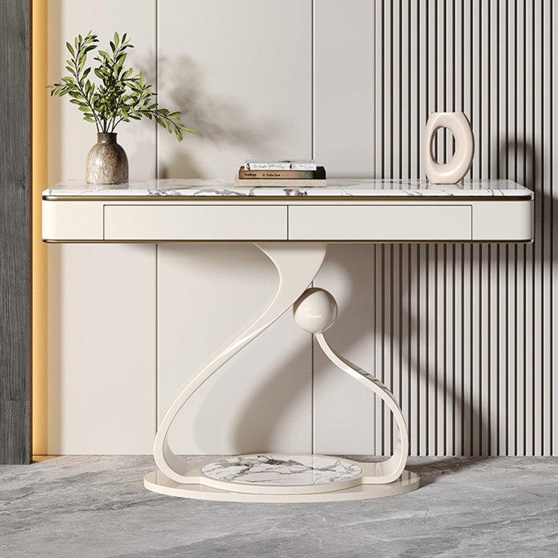 Console en pierre frittée de style italien, 33,4 po H x 62,9 po L x 13,7 po P