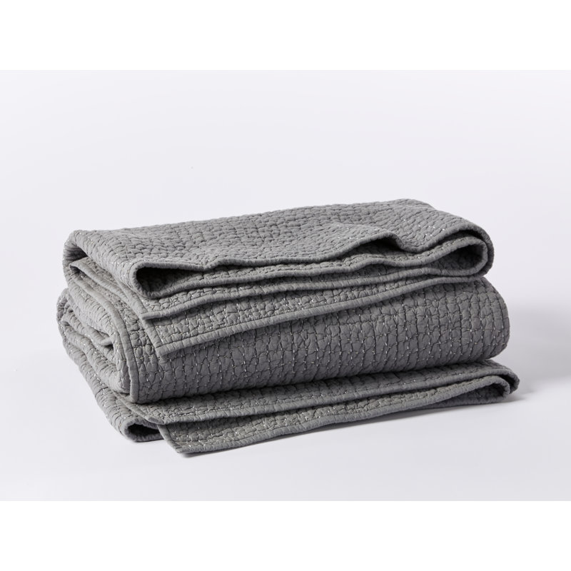 Pebbled Percale Quilt, Slate, Full/Queen Quilt