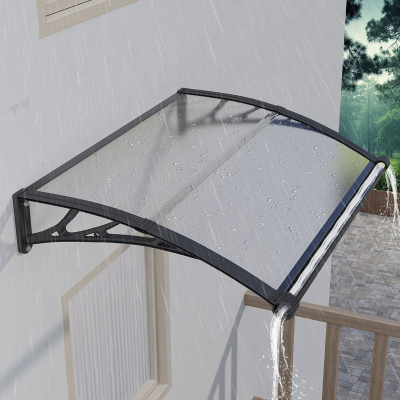 GUANSU-CN Polycarbonate Cover Retractable Door / Window Awning, 80x120 cm, Clear/Black