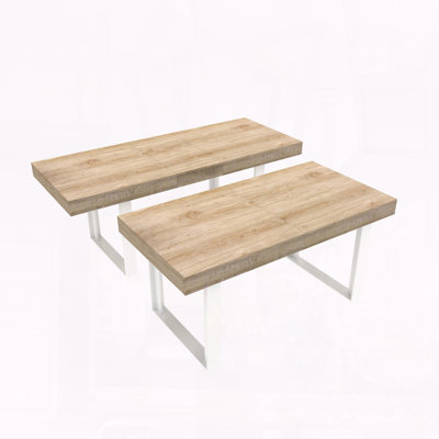 Table de salle à manger extensible pour 6 à 10 personnes - ferme moderne avec rails silencieux (brun foncé)