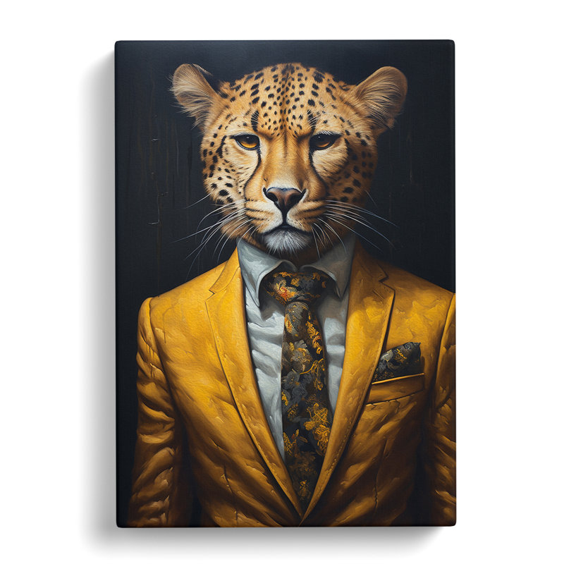 Cheetah In A Suit Painting No.2 - Wrapped Canvas, 76cm H x 50cm W x 3cm D