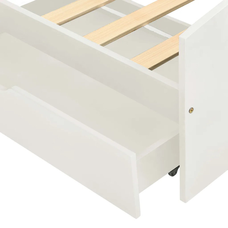 Ahrens EU Single - 90 X 200 Cm Solid Wood Storage Bed, White