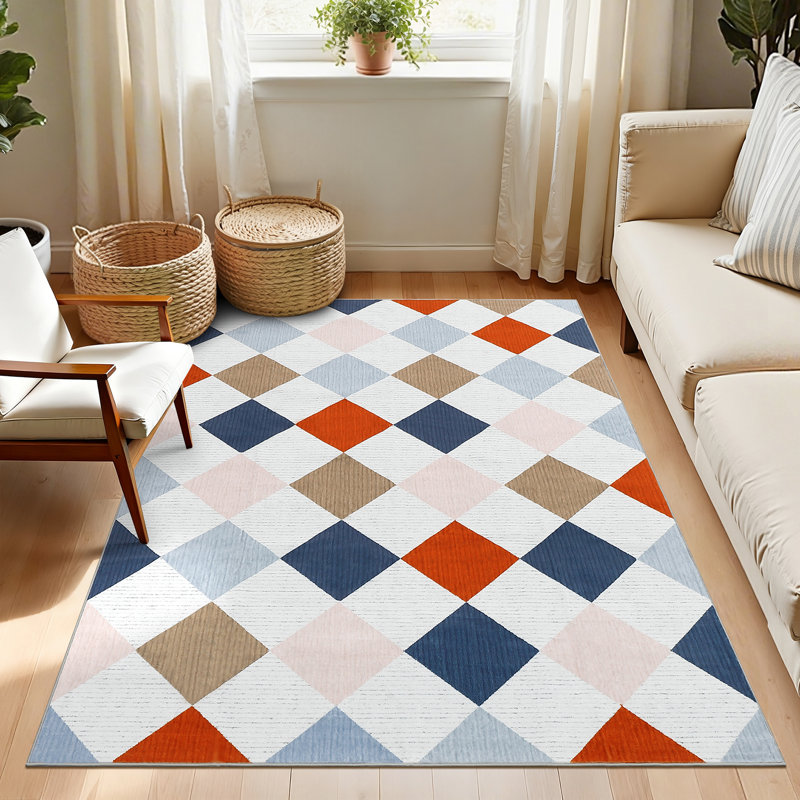 Area Rugs Living Room  Washable Area Rug, Non Slip Area Rug, Vintage Rugs for Living Room, Bedroom, Dining Room, Red