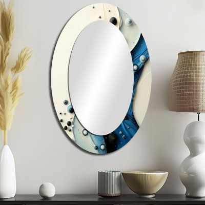 Miroir mural ovale Drip Paint Aqua Rhythmic Splash Of Serenity VI
