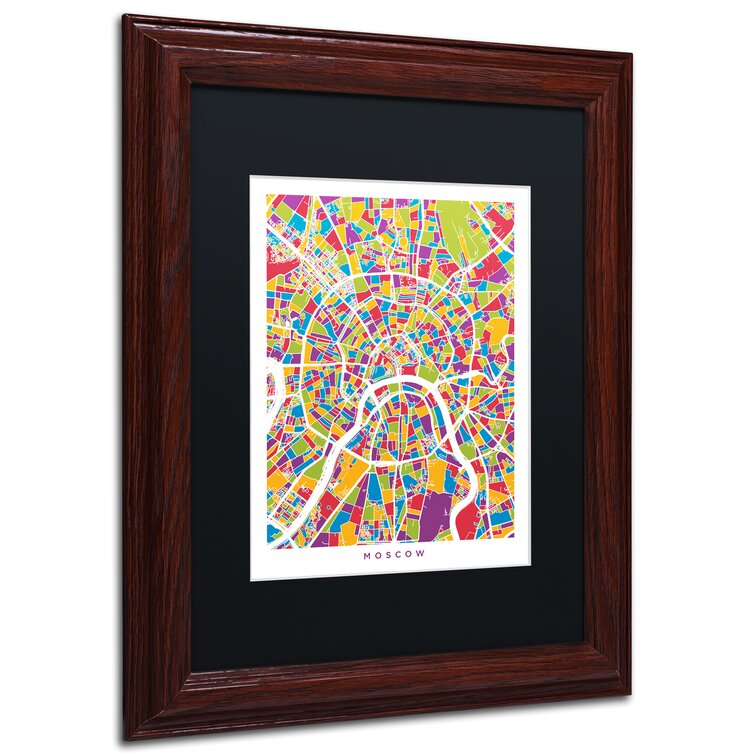 14" H x 11" W x 0.5" D Moscow City Street Map II Framed On Canvas by Michael Tompsett Print