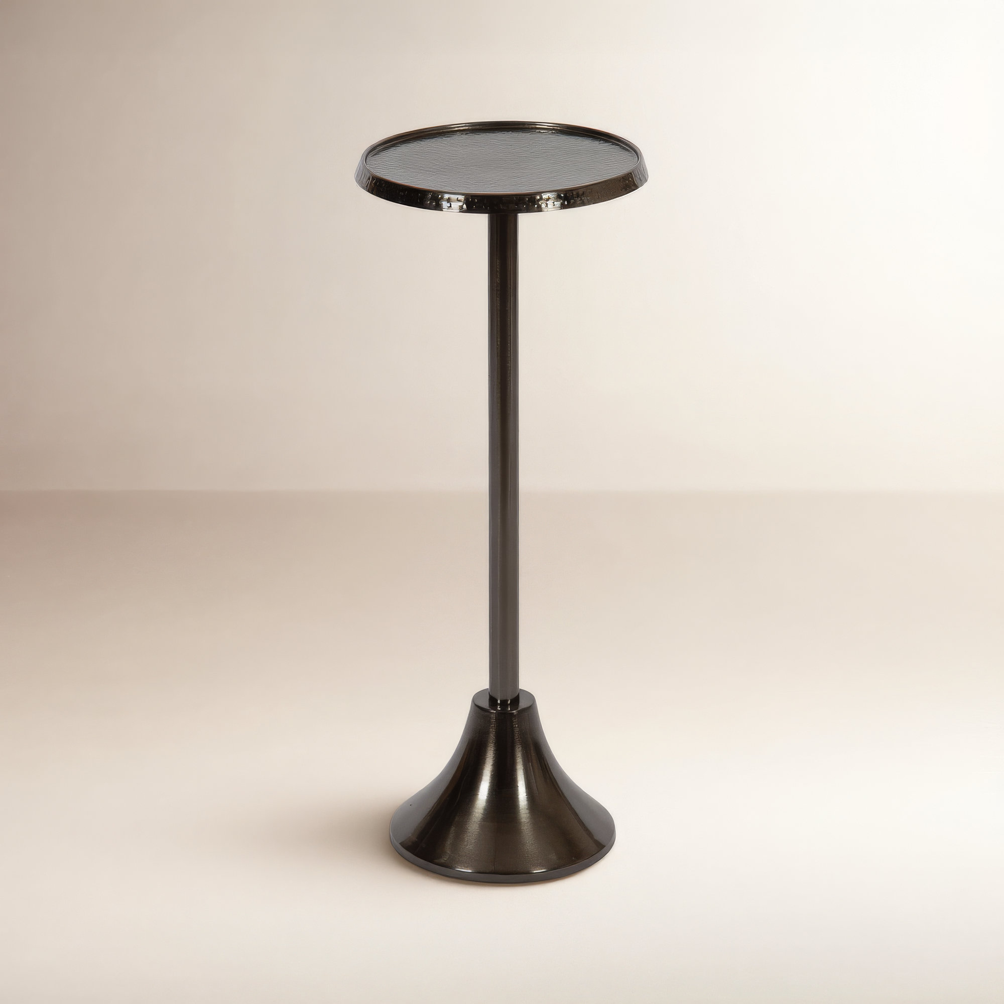 Deanna Iron End Table, 23" H x 9" W x 9" D, Pewter Base/Pewter Top