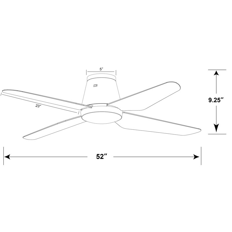 White Low Profile 52'' Ceiling Fan with Remote and LED Light
