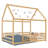 Floor Wooden Bed With House Roof Frame, Fence Guardrails-1345947242-1345947247