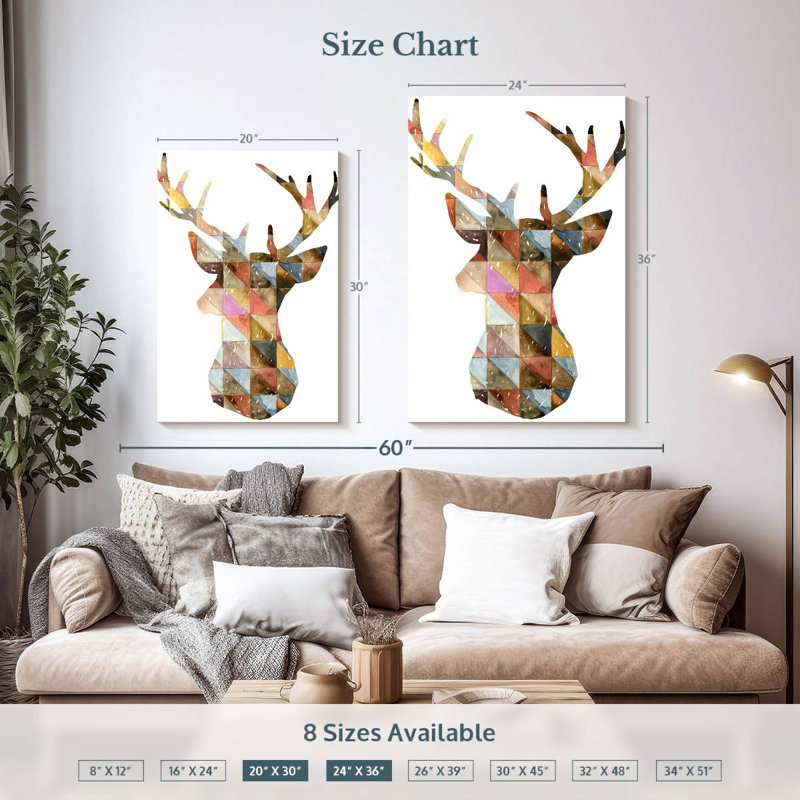Brampt Colourful Geometric Reindeer, 36" H x 24" W
