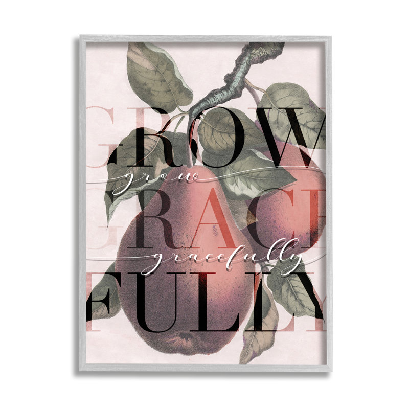 «Grow Grace Grace» cite des poires rouges délavées, Estampe numérique Farmhouse, H 14 po x l 11 po