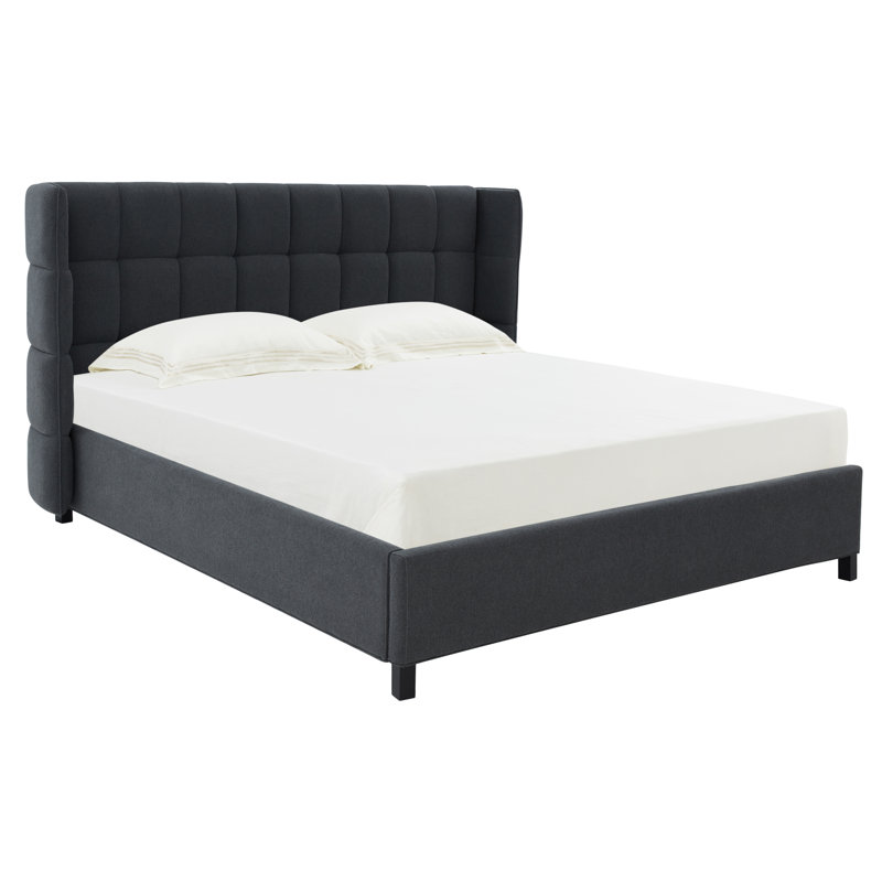 Bilger Upholstered Wingback Bed, King, Dark Gray
