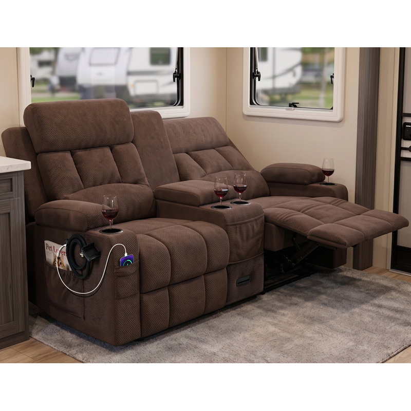 Canapé inclinable deux places pour VR, canapé inclinable deux places compact, canapé pour VR, sièges de cinéma maison, Brun