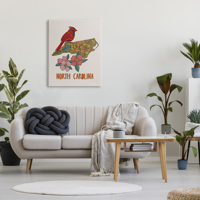 Motif floral détaillé «North Carolina Cardinal» par Valentina Harper - impression, Toile tendue, H 40 po x l 30 po x P 1,5 po