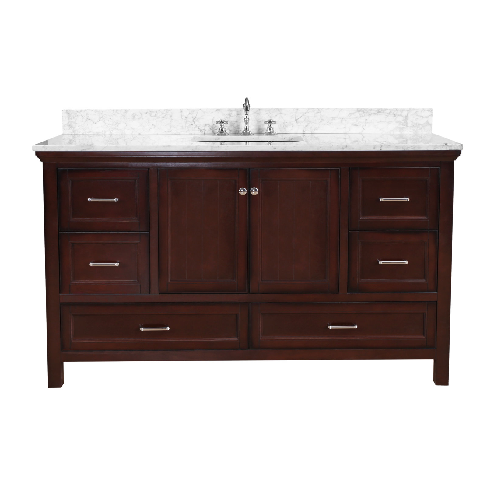 Maven 60" Carrara Marble Single Bathroom Vanity, Chocolate