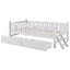 Lit plateforme simple en bois avec garde-corps et 2 tiroirs, blanc