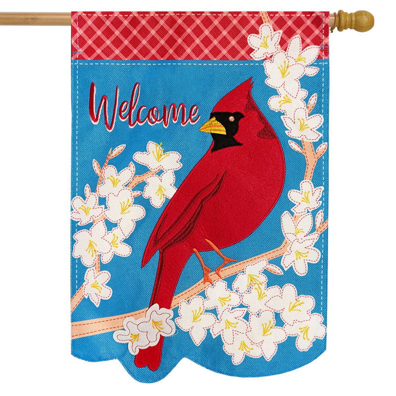Drapeau de printemps Spring Cardinal Burlap House
