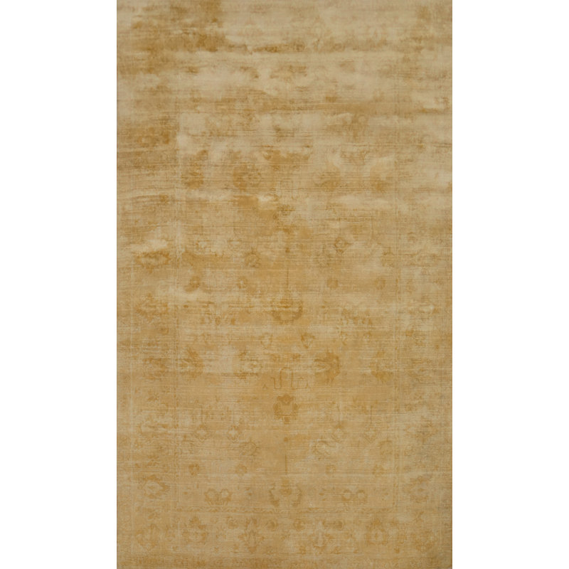 Tapis transitionnel doré fait à la main Oushak 5 x 8