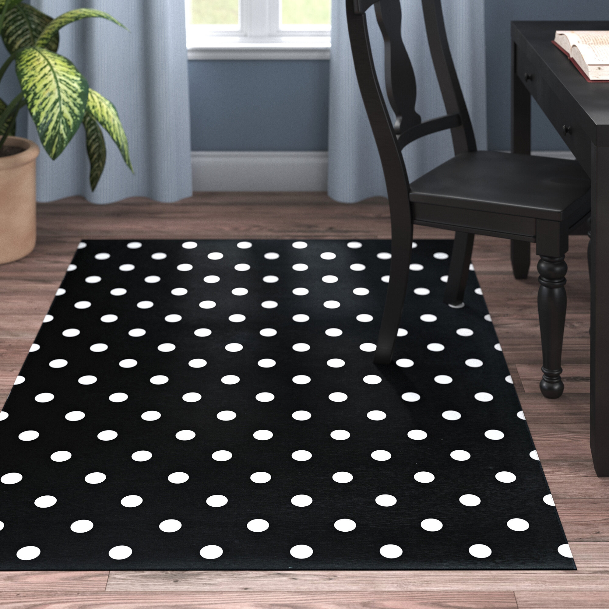 Polka Dots Indoor / Outdoor Area Rug in Charcoal/White