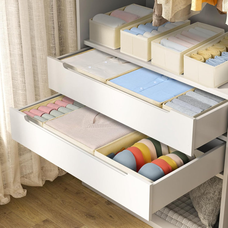 Blended Fabric Drawer Organizers, Beige