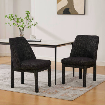 Ensemble de deux chaises de salle à manger modernes et minimalistes de 21,46 po de largeur, rembourrées en chenille, pieds en bois d'hévéa, dossier haut incurvé, convenant à la salle à manger, à la cuisine, au salon, à la chambre à coucher et à l'appartement