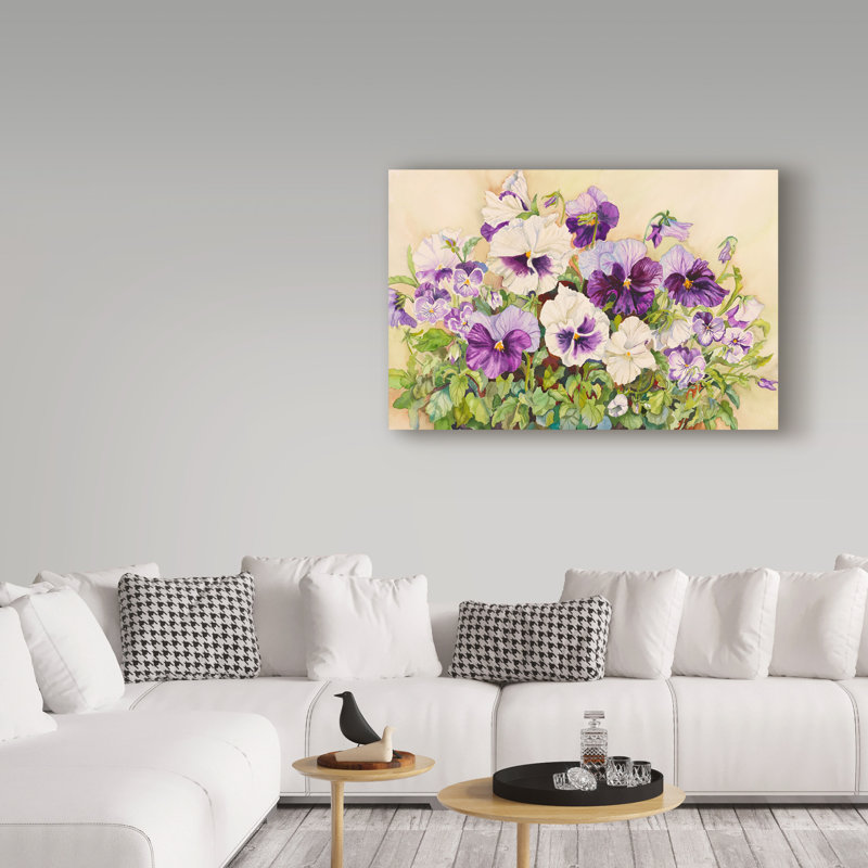 Deetra «Purple Pansies», reproduction de peinture acrylique sur toile tendue, H 22 po x l 32 po x P 2 po