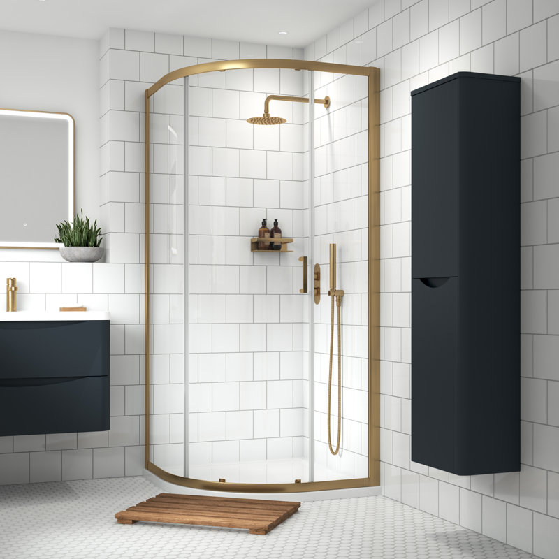 1900mm x 900mm Single Entry Quadrant - Brushed Brass, Brushed Brass