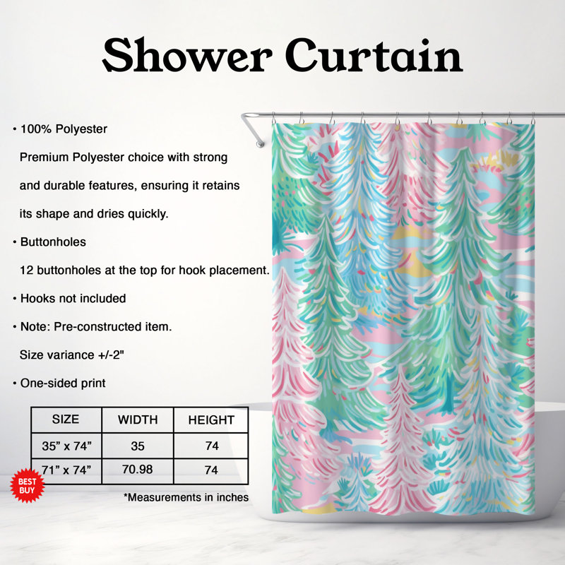 Chic Christmas Designs - Rideau de douche standard 1 pièce, H 74 po x l 71 po