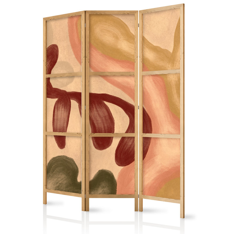171cm H Solid Wood Folding Room Divider, 171cm H x 135cm W x 1.2cm D, 3