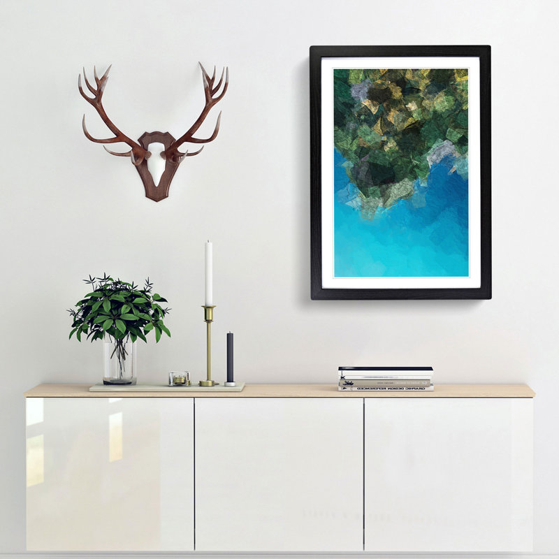 Forest by the Lake in Abstract - Framed Print, 48cm H x 36cm W x 2cm D, Black Framed