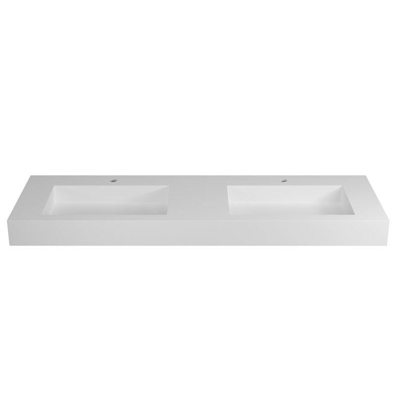 Lavabo de meuble-lavabo de salle de bain en résine solide - 59,6 po de long, 19,4 de large, 71,81 lb décoloration, s'adapte aux besoins spatiaux, aspect classique pour la profondeur, largeur, hauteur de 4,23 po, qualité, doublure épurée