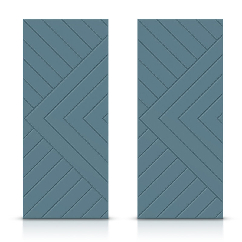 Portes de placard coulissantes à panneaux en bois manufacturé, Bleu dignité, 72 po x 80 po