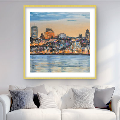 Horizon de Québec - reproduction encadrée contemporaine orange
