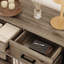 Console moderne avec 3 tiroirs, 2 tablettes, un panier de rangement et des crochets - idéale pour le vestibule ou derrière le canapé-945637084