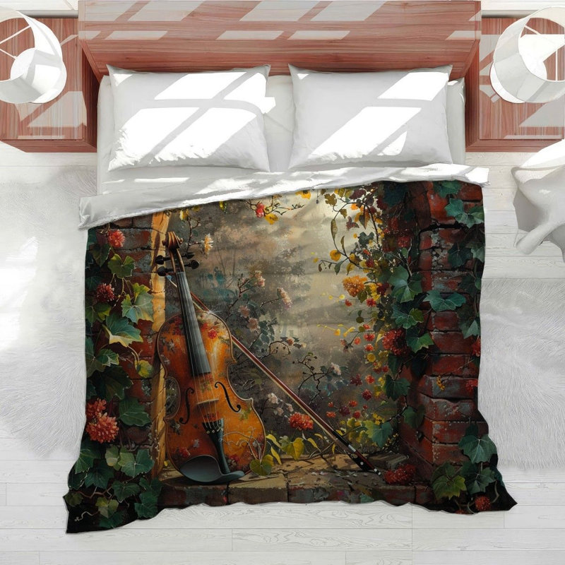 Violin Music Machine Printed Duvet Cover, Twin Duvet Cover