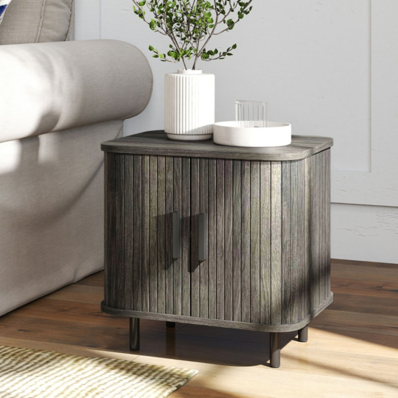 48cm W Engineered Wood Bedside Table, Grey
