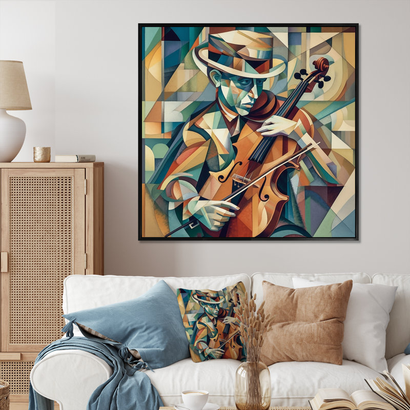 " The Modern Violinist I ", Black Picture Framed, 36" H x 36" W x 1.5" D