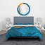 Composition abstraite de marbre en bleu et orange III - ensemble de housse de couette moderne - microfibre de polyester-66388753