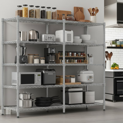 Tablettes en métal robustes pour le rangement, étagères et étagères de rangement à 5 niveaux, étagères grillagées réglables, étagères de cuisine pour garde-manger