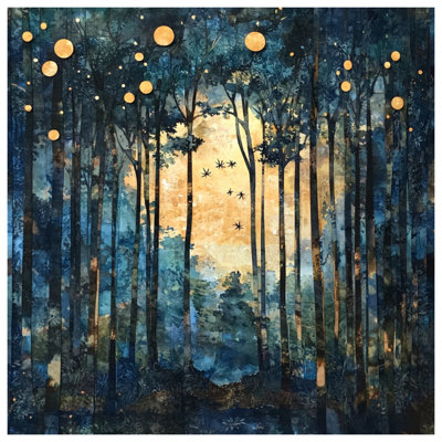 Abstract Forest Moonlight Bedding Forest Bedspread Nature