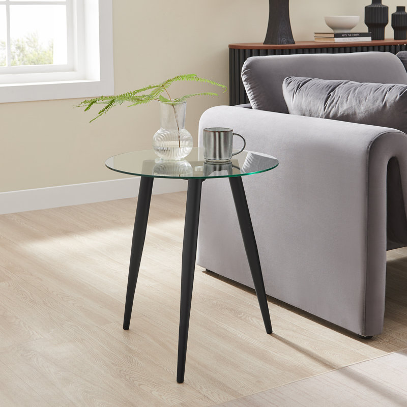 Jodianne Glass Top End Table, Black