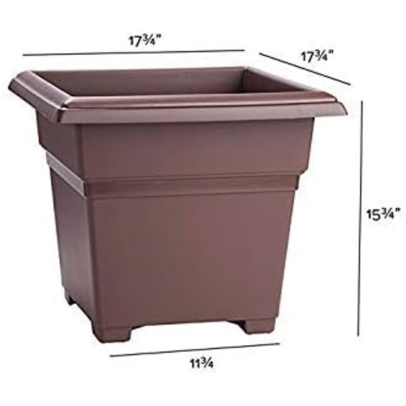 Novelty Plastic Countryside Indoor/Outdoor Square Tub Planter, Brown, 18in, Brown, 15'' H x 18'' W x 18'' D