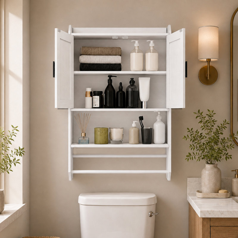 Armoire de salle de bain murale avec tablette réglable et porte-papier Bovaris