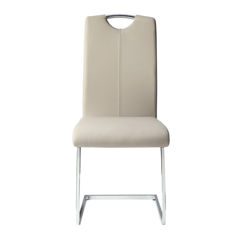 2 chaises d'appoint contemporaines 2 pièces, similicuir, garniture en métal gris en cuir style salle à manger moderne, support