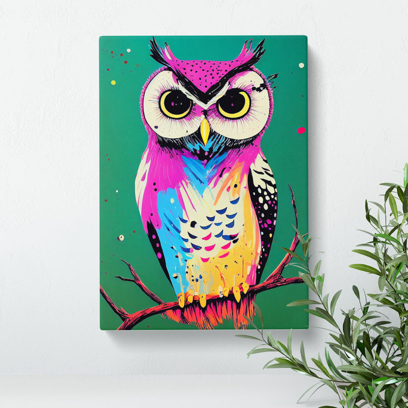 Splashed Owl No.1 - Wrapped Canvas, 50cm H x 35cm W x 3cm D