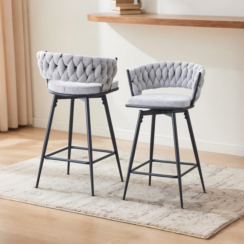 Tabouret de bar et de comptoir pivotant à 360 ° avec structure en métal, Siège gris / cadre noir