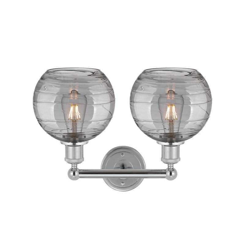 Éclairage pour meuble-lavabo à 2 lumières à intensité variable Essex, Chrome poli, Gris fumée clair