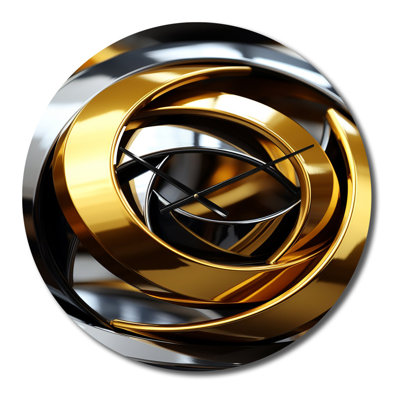 Horloge murale en métal - Tourbillon circulaire futuriste or et argent, Moyenne