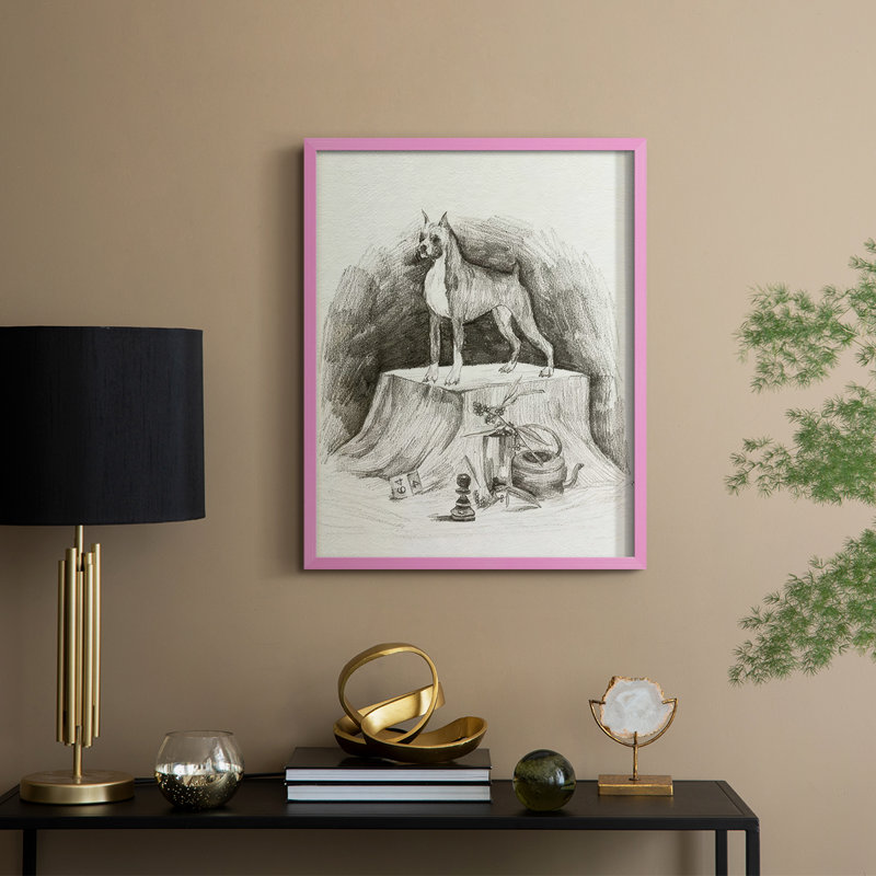 A Gentleman IV, reproduction encadrée - bois massif, H 21 po x l 17 po, Rose