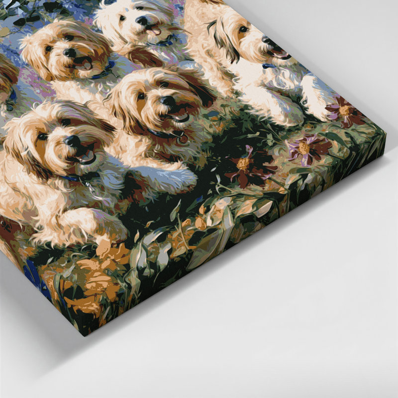 Chiens havanais gris, art mural sur toile, H 11 po x l 14 po